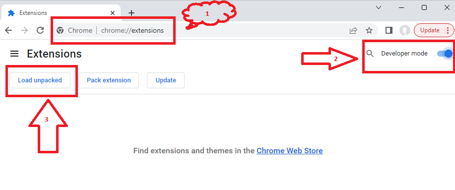 Chrome extensions page